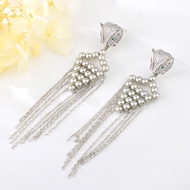 Show details for Fancy Medium Platinum Plated Chandelier Earrings