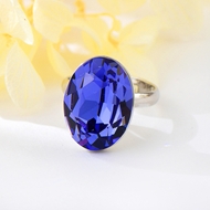 Show details for Hypoallergenic Platinum Plated Blue Adjustable Ring with Easy Return