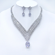 Show details for Fashionable Big Platinum Plated 2 Piece Jewelry Set