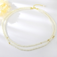 Show details for Classic White Long Chain Necklace with 3~7 Day Delivery