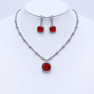 Show details for Purchase Platinum Plated Red 2 Piece Jewelry Set Exclusive Online