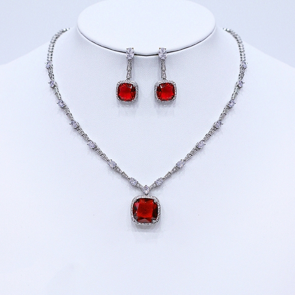 Picture of Purchase Platinum Plated Red 2 Piece Jewelry Set Exclusive Online