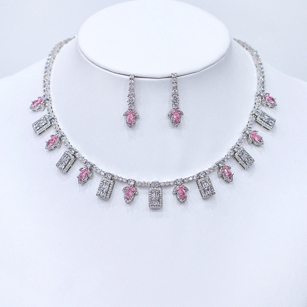 Picture of Copper or Brass Pink 2 Piece Jewelry Set with Unbeatable Quality