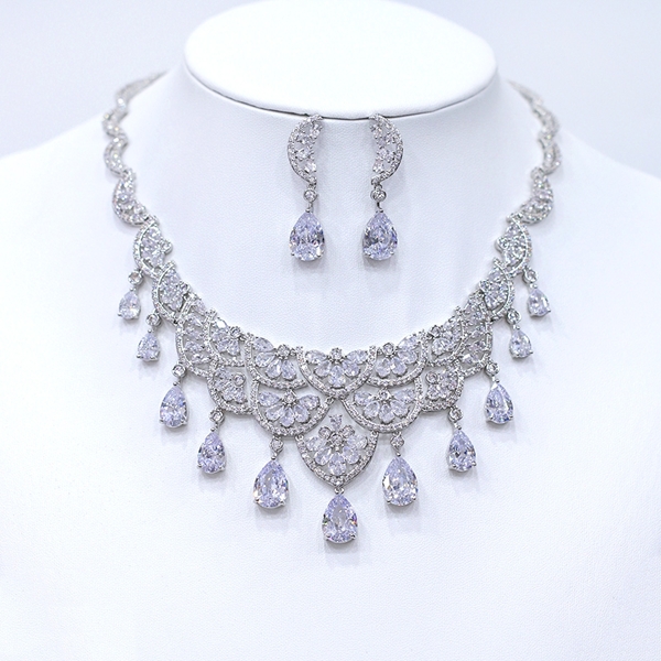 Picture of Famous Big White 2 Piece Jewelry Set
