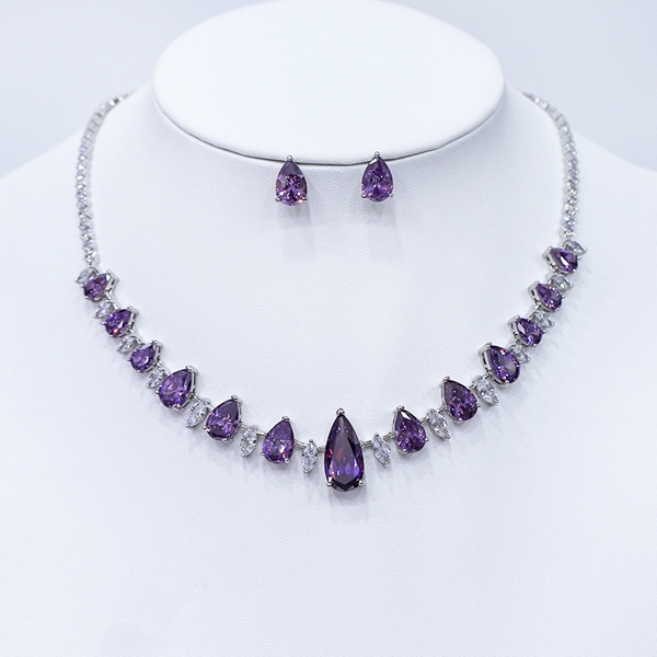 Picture of Shop Platinum Plated Purple 2 Piece Jewelry Set with Wow Elements