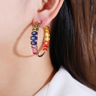 Picture of Sparkly Big Platinum Plated Big Hoop Earrings