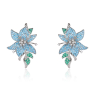 Picture of Fast Selling Blue Flowers & Plants Dangle Earrings with Unbeatable Quality
