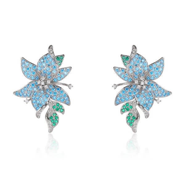 Picture of Fast Selling Blue Flowers & Plants Dangle Earrings with Unbeatable Quality