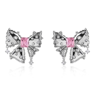 Picture of Hot Selling Platinum Plated Pink Dangle Earrings from Top Designer