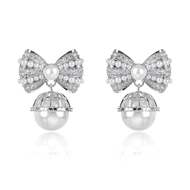 Picture of Low Cost Platinum Plated Bow Dangle Earrings with Low Cost