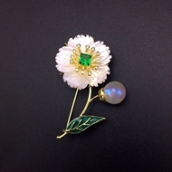 Show details for Delicate Cubic Zirconia Copper or Brass Brooche