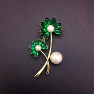 Show details for Copper or Brass Green Brooche Factory Direct