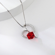 Show details for Platinum Plated Red Pendant Necklace in Flattering Style