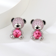 Show details for New Swarovski Element Pink Dangle Earrings