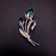 Show details for Bulk Platinum Plated Green Brooche in Bulk
