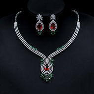 Show details for Inexpensive Platinum Plated Luxury 2 Piece Jewelry Set with Member Discount