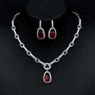 Show details for Fashionable Big Platinum Plated 2 Piece Jewelry Set