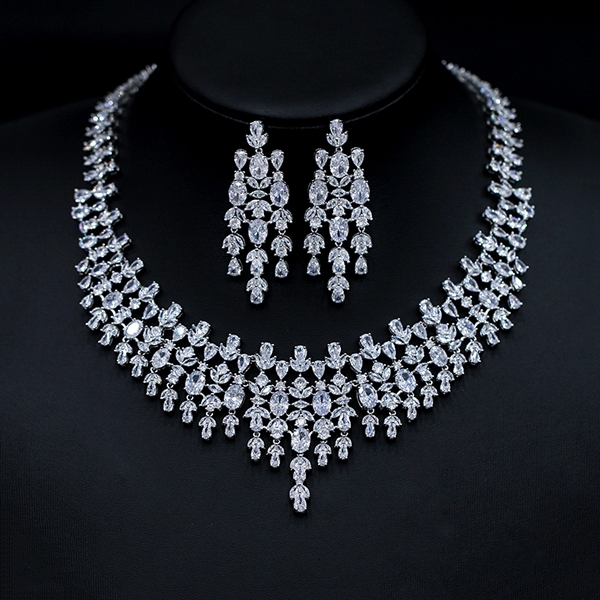 Picture of Low Price Platinum Plated Big 2 Piece Jewelry Set from Trust-worthy Supplier