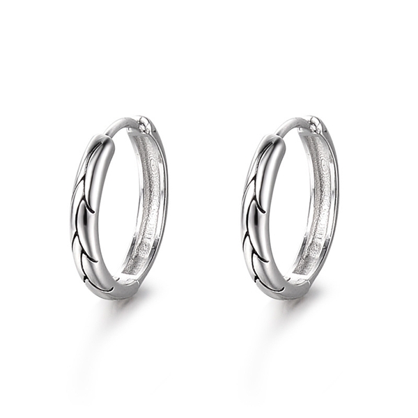 Picture of Brand New Platinum Plated 999 Sterling Silver Huggie Earrings with SGS/ISO Certification