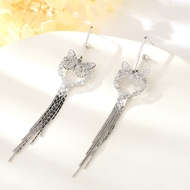 Show details for Impressive White Cubic Zirconia Tassel Earrings at Great Low Price