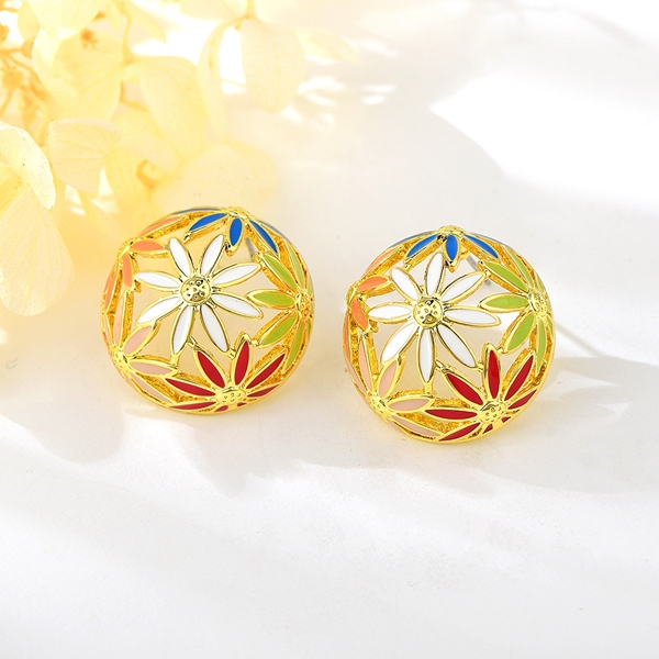 Picture of Good Quality Enamel Colorful Big Stud Earrings Best Price