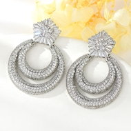 Show details for Nickel Free Platinum Plated Cubic Zirconia Dangle Earrings with Easy Return