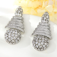 Show details for Unusual Big Cubic Zirconia Dangle Earrings