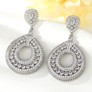 Show details for Copper or Brass Platinum Plated Dangle Earrings from Certified Factory