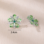 Picture of Attractive Green Cubic Zirconia Big Stud Earrings For Your Occasions
