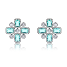 Picture of Great Cubic Zirconia Platinum Plated Big Stud Earrings from Trust-worthy Supplier