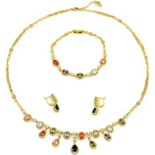 Picture of Novel Style Gold Plated Colourful 3 Pieces Jewelry Sets