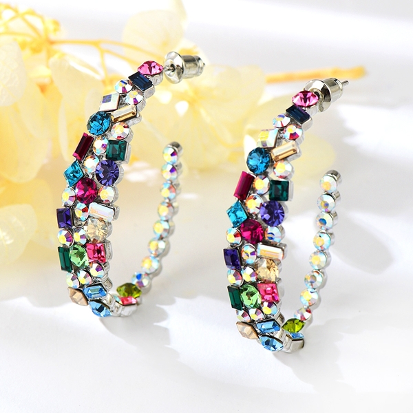 Picture of Most Popular Cubic Zirconia Platinum Plated Big Hoop Earrings