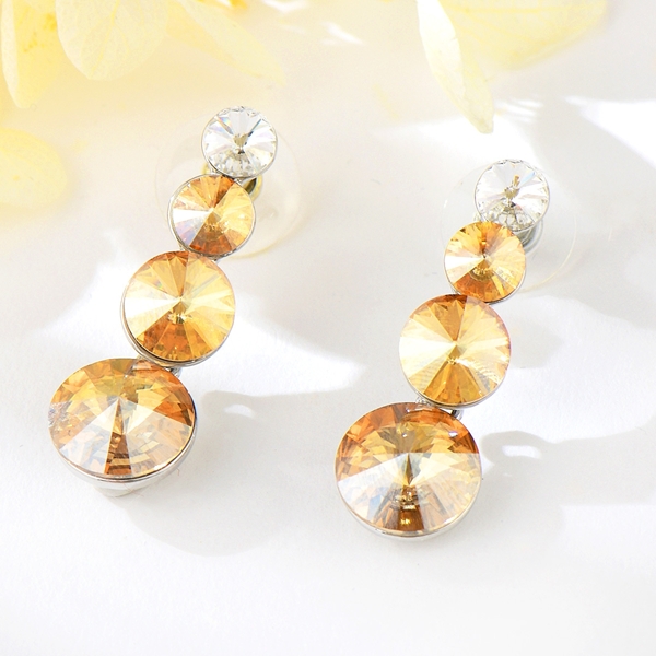 Picture of Platinum Plated Yellow Dangle Earrings Factory Supply