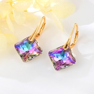 Show details for Unique Swarovski Element Geometric Dangle Earrings