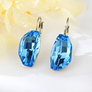 Show details for Distinctive Blue Platinum Plated Dangle Earrings at Great Low Price