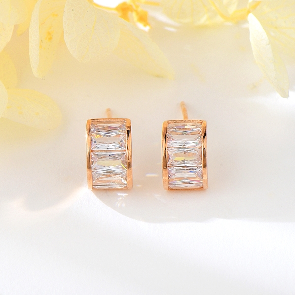 Picture of Sparkling Small Rose Gold Plated Small Hoop Earrings