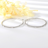Picture of Irresistible White Platinum Plated Huggie Earrings As a Gift