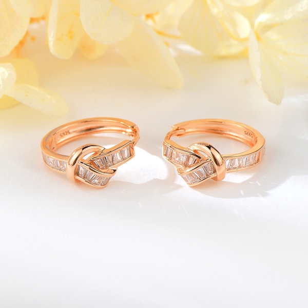 Picture of Attractive White Rose Gold Plated Huggie Earrings For Your Occasions