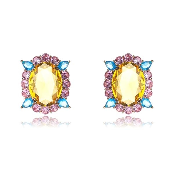 Picture of Pretty Cubic Zirconia Yellow Big Stud Earrings