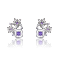 Picture of Flowers & Plants Cubic Zirconia Big Stud Earrings with Beautiful Craftmanship