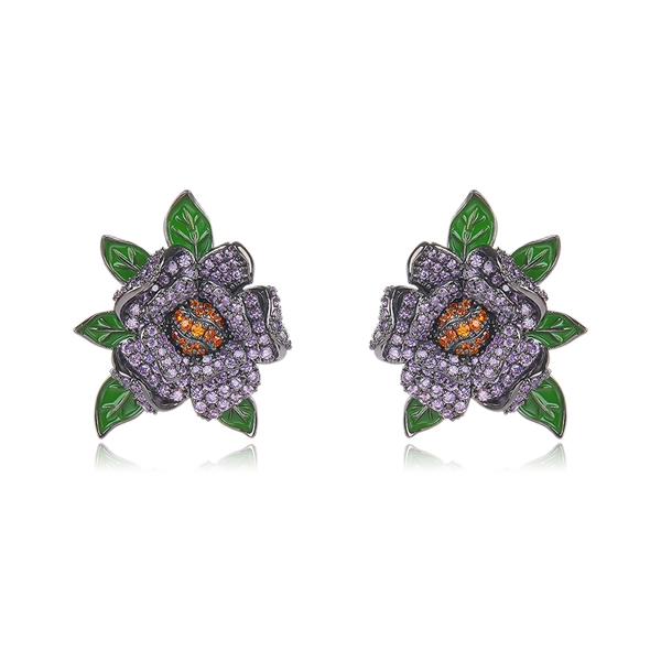 Buy Purple Gemstones and Diamond Earrings Online | ORRA