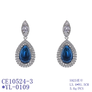 Picture of Nickel Free Platinum Plated Blue Dangle Earrings with Easy Return