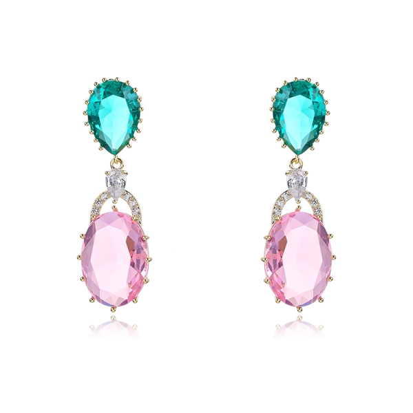 Picture of New Cubic Zirconia Pink Dangle Earrings