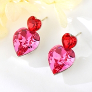 Show details for Love & Heart Platinum Plated Dangle Earrings of Original Design