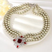 Show details for Charming Red Platinum Plated Layered Necklace As a Gift