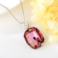 Show details for Wholesale Platinum Plated Pink Collar Necklace with No-Risk Return