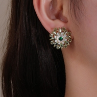 Picture of Low Cost Gold Plated Green Huggie Earrings with Low Cost