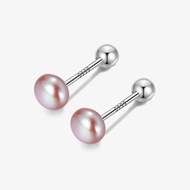 Picture of S999 pure silver natural freshwater pearl 4mm earrings