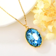 Show details for Unusual Geometric Blue Pendant Necklace
