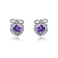 Picture of Great Cubic Zirconia Platinum Plated Dangle Earrings